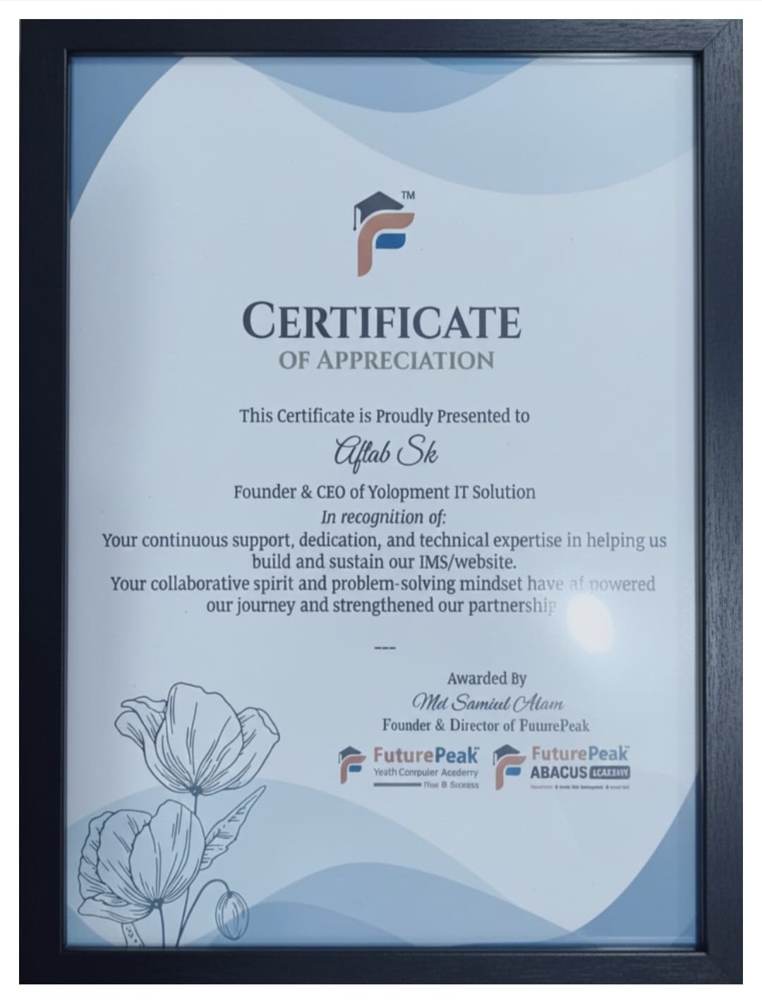 Certificate of Appreciation