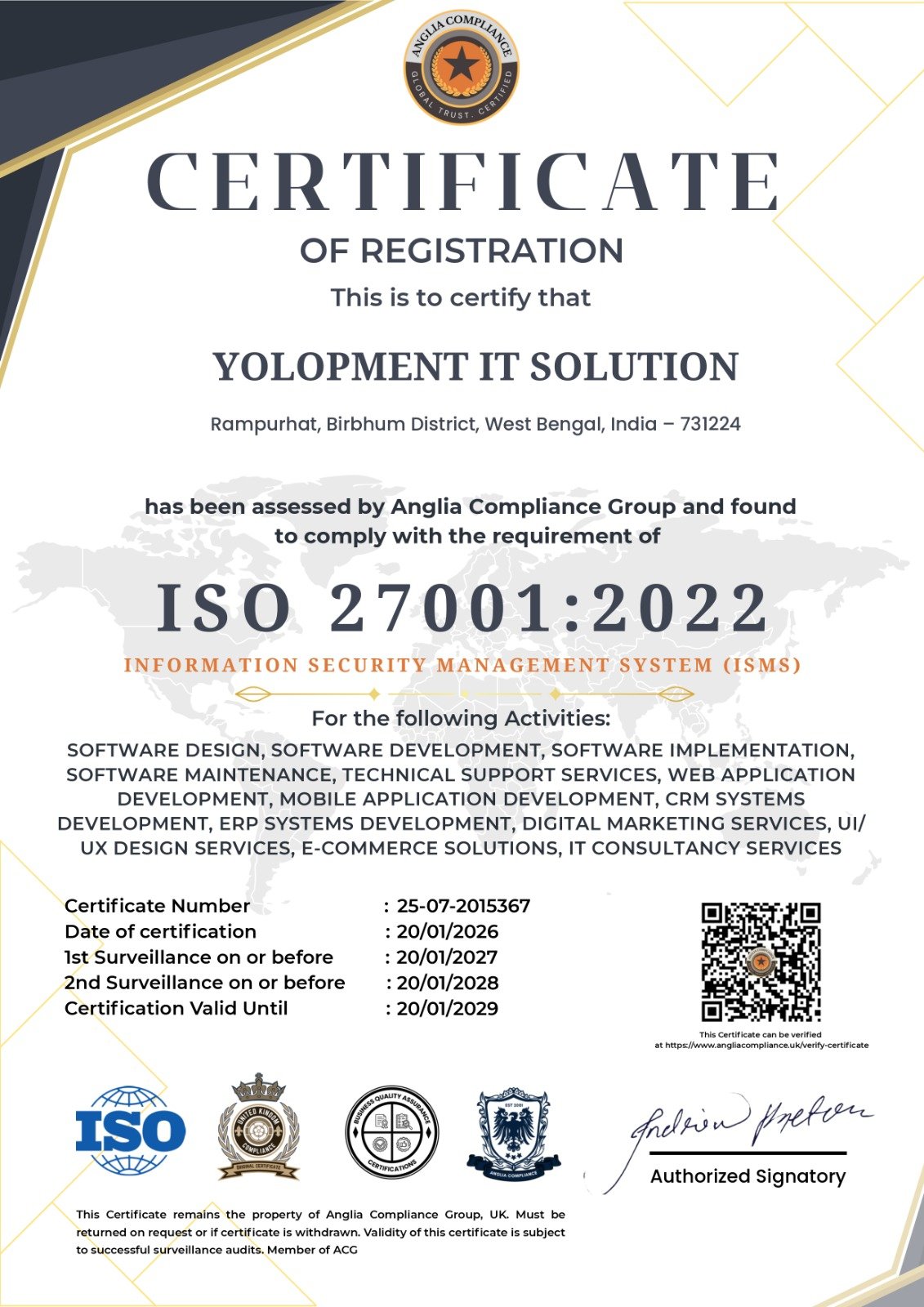 ISO/IEC 27001:2022 Certified – Information Security Management System